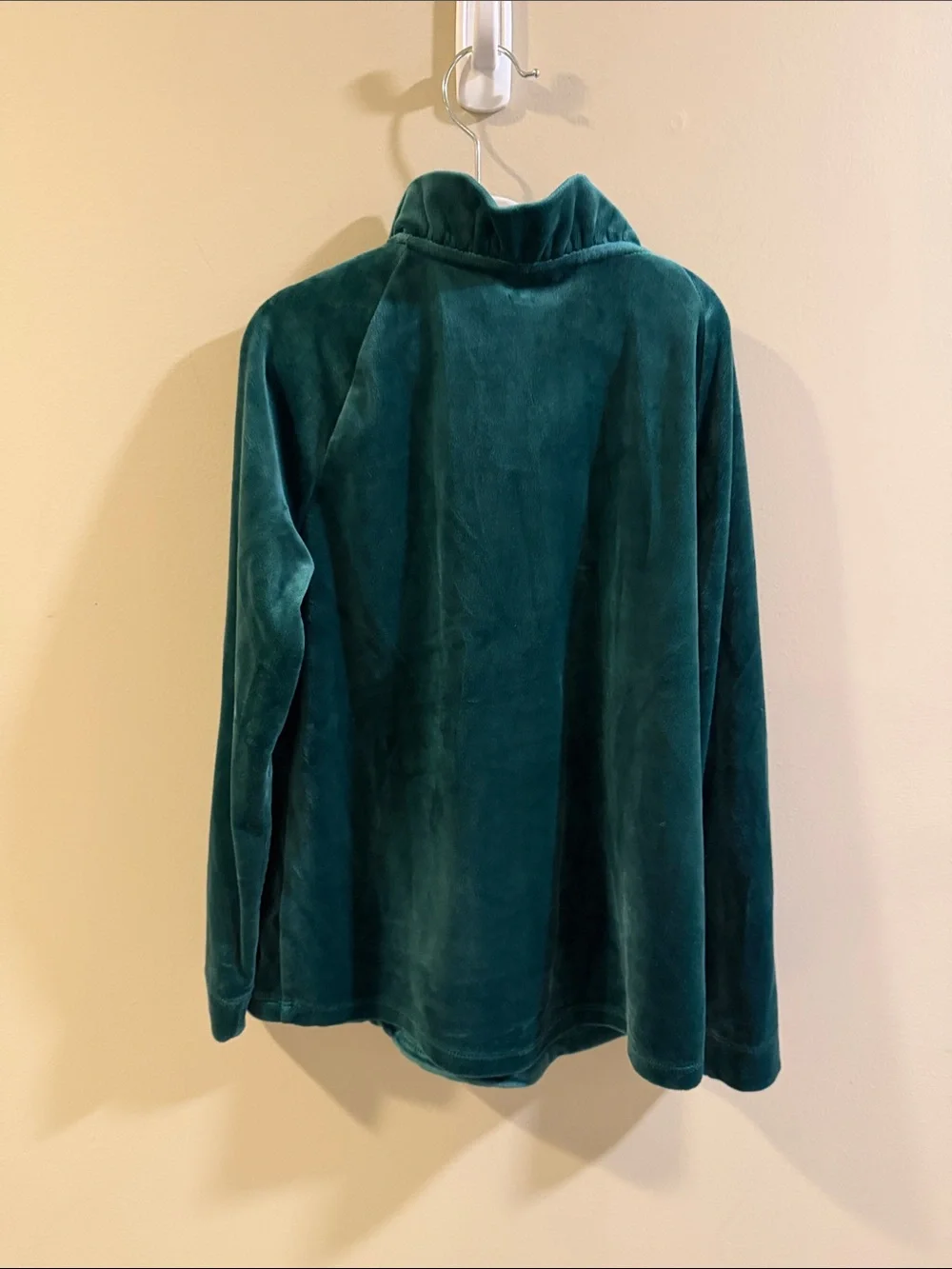 Lilly Pulitzer Emerald Green Velvet Pullover with Gold Tone Zipper